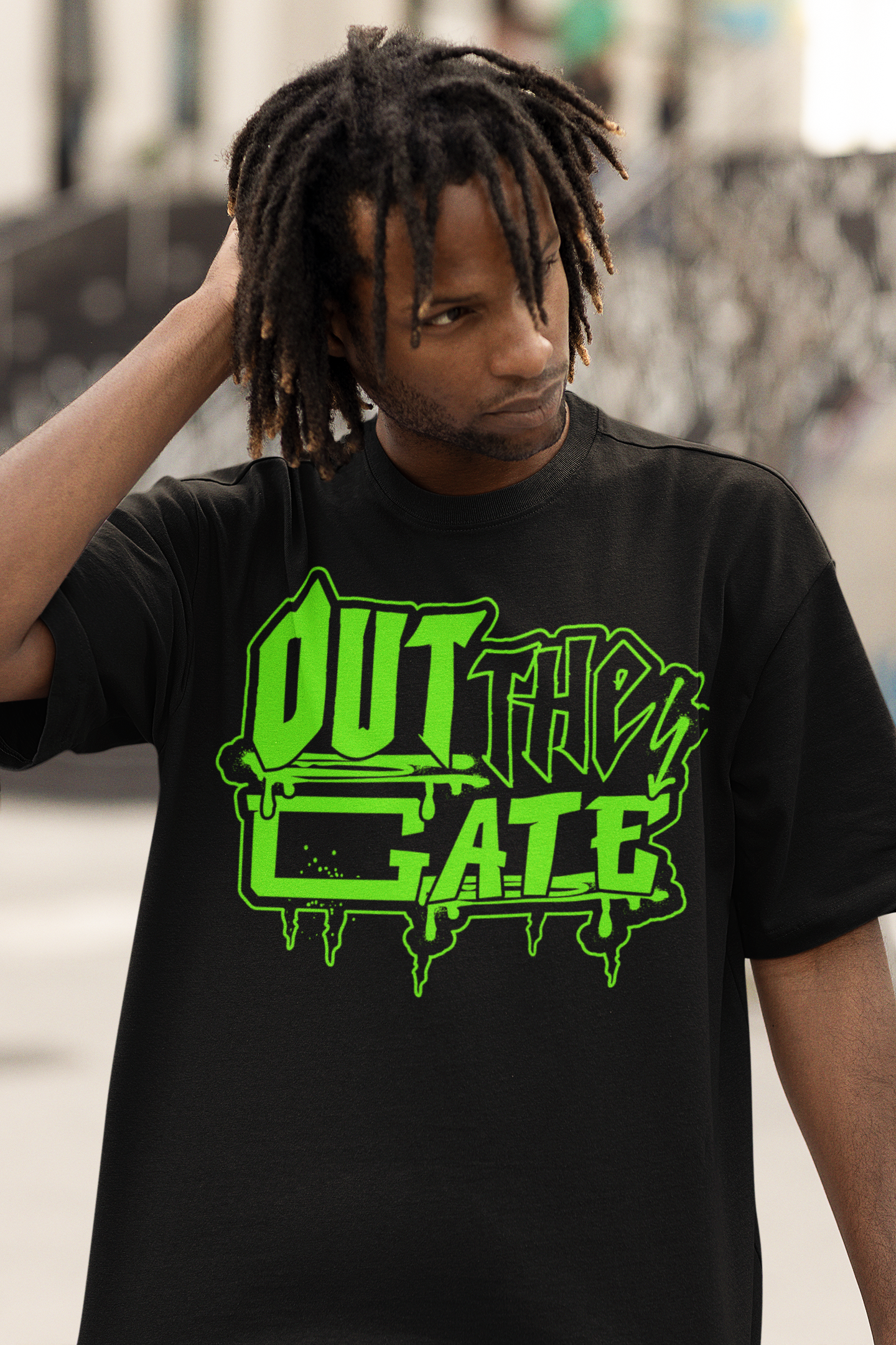 OTG FLUORO GREEN -OVERSIZE BOX HEAVY TEE