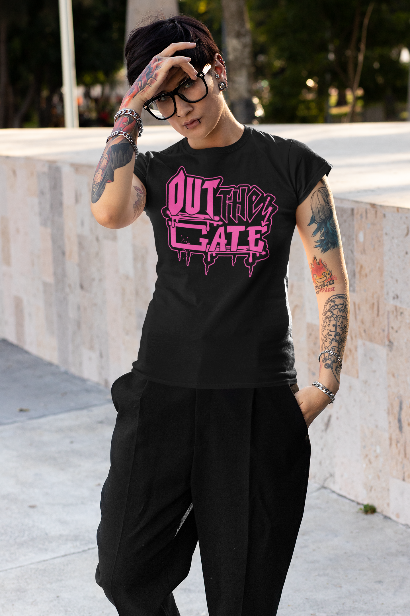 OTG FLUORO. PINK - (front patch) Tee