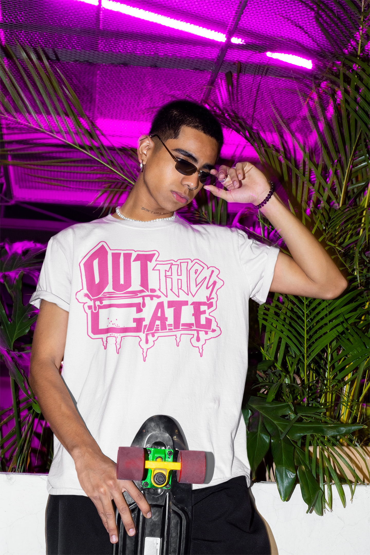 OTG FLUORO. PINK - (front patch) Tee
